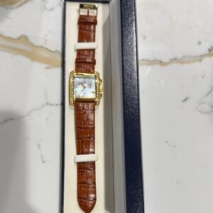 Gold and Brown Watch with genuine Leather Strap